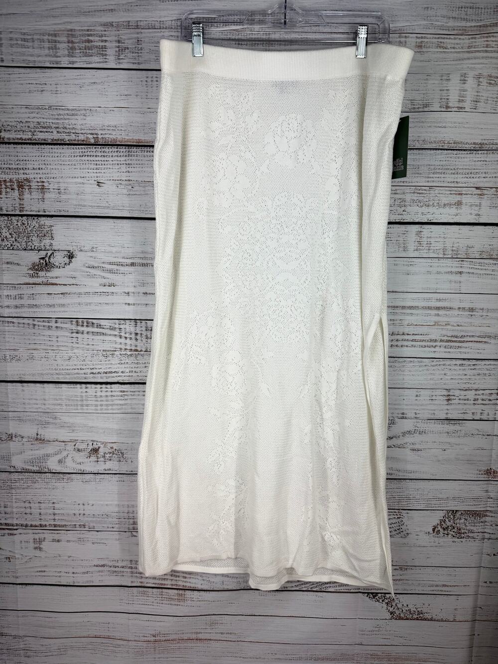 Wild Fable Maxi White Skirt 1X Crochet Coastal Knit Beach Boho NEW Resort Cover